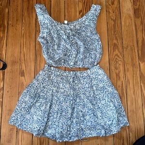 American Eagle Outfitters Blue Floral Mini Skirt Set